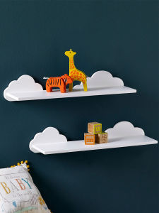 Cloud Shaped Childrens Room Wall Decorative Shelf Wooden Modern Bedroom Storage Rack Creative Cute Wooden Wall Mounted Shelf