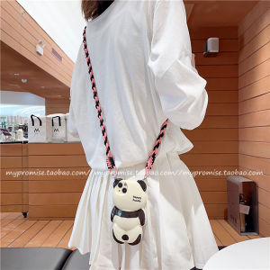 Pink Lanyard Silicone Phone Case for  15Promax 14NewModel 13Pro Cute Panda Backdrop Crossbody Strap Protective Shell