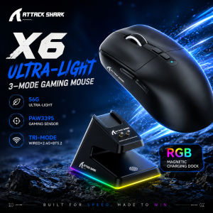 ATTACK SHARK | Attack Shark X6 Wireless Ergonomic Gaming Mouse Adjustable DPI Wired 2.4G/Bluetooth High Precision Rechargeable Mice