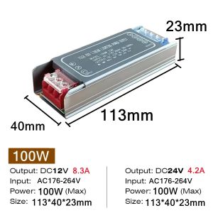 12V 24V Switching Power Supply AC176-264V LED Light Driver Power Adapter 60W 100W 200W 300W 400W Mute Lighting Transformers