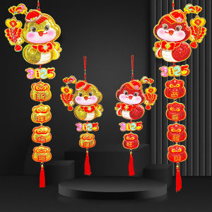 3D New Year Hanging Ornament Lucky Character Indoor Scene Decoration Mini Adorable Pendant Chinese Spring Festival Door Decor