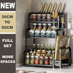 LIVING STORE NEW UPGRADE 2/3 layer Spice Rack Kitchen Stainless Steel Seasoning Storage Rak Condiment Rack Rak Rempah Ratus Dapur