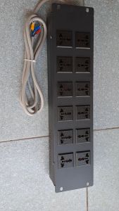 Thanh nguồn PDU 12 cổng 12 port 12 ổ cắm đa năng 3 chấu chuẩn Rack 19 inch có dây nguồn 3m