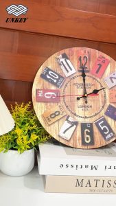12 Inches Wooden Circular Wall Clock for Living Room European Creative Low Noise Indoor Decoration