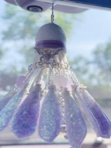 Dream Butterfly Badminton Shuttlecock Keychain DIY Handmade Creative Gift for Couples Friends Girlfriend Ice Purple Color