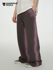 Dangerous People Loose Fit Knitted Color Spray Paper Bag Pants Straight Leg Casual Trousers for Teenagers All Seasons