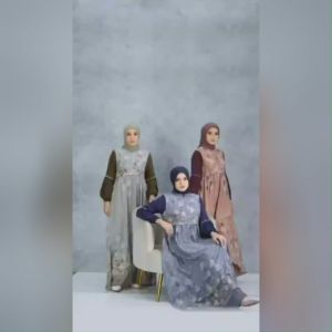 Terbaru Gamis Muslimah Nadheera Luxury Shireens Dress Rayon Premium Gamis Daily Motif Navy