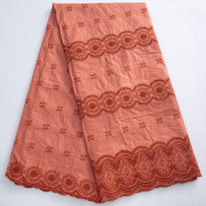 Premium African Cotton Lace Fabric Embroidered Floral & Scalloped Trim - Delicate Poly Blend For Dresses Blouses (Multi-Color)​
