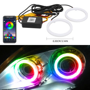 KEVANLY | 2in1 Angel Eyes 100mm 80mm 70mm 60mm Symphony Halo Ring DRL Headlight for Car Motorcycle Decorative Light 9-30V APP control RGB