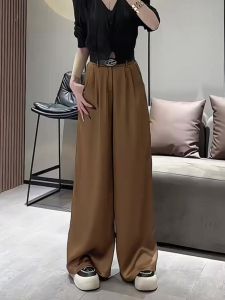 French Vintage High Waist Draped Wide Leg Pants Womens Commuter Style Autumn New Fashion Trousers Trendy Straight Cut Pants