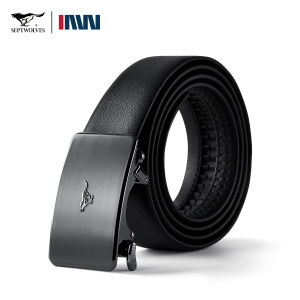 SEPTWOLVES Lightweight Automatic Leather Belt Cowhide automatic inner buckleSmooth Finish Perfect for Travel Commuting