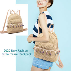 กระเป๋าเป้สะพายหลังผู้หญิง Mojyce กระเป๋าสานสำหรับผู้หญิงกระเป๋าชายหาดฤดูร้อน