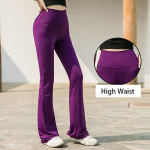 Luoke กางเกงโยคะเข้ารูปสำหรับผู้หญิงกางเกงกีฬาสำหรับฤดูใบไม้ผลิและฤดูร้อนกางเกงเอวสูงยุโรปและอเมริกากางเกงขาบานเข้ารูปสำหรับผู้หญิง