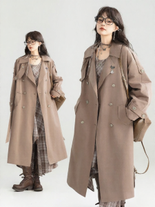 KEIKO | Korean Style Double Breasted Belted Trench Coat