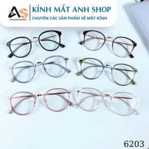 [3-5/8 Hoàn Tiền 25%] Gọng kính tròn cao cấp thời trang bền đẹp 6203A