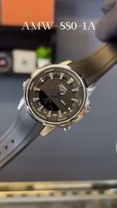 CASIO นาฬิกาผู้ชาย รุ่น AMW-880-1A วัสดุเรซิ่น หน้าปัดสีดำ คาสิโอ