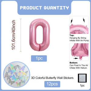 Pink butterfly aluminum foil balloon set dreamy and sweet pink balloons suitable for girls birthdays and anniversaries