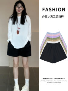 Quần Short Thể Thao Màu Đen Cho Nữ Mùa Hè Mỏng Thường Ngày Cạp Cao Rộng Rãi Đa Năng Quần Ống Rộng Chữ a