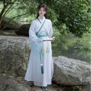 Elegant Youth Hanfu Mens Ming Dynasty Robe Integrated Performance Costume Handsome Traditional Chinese Clothing
