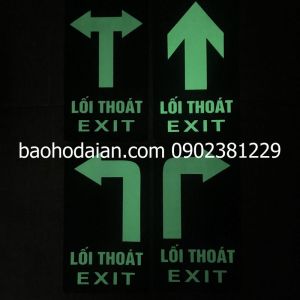 Bảng mũi tên dạ quang dán nền lối thoát hiểm exit 16 x 28cm có keo sau