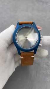 Starry Sky New 39mm Domed Sapphire Glass Brushed Pilot Chronograp Watch Case With Leather Band Fit For VK63 VK67 Quartz Movement