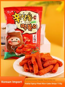 Haitai Spicy Fried Rice Cake Strips Korean Puffed Snacks Sweet And Spicy Flavor Bagged Snacks 110g Leisure Food Snacks