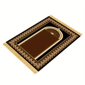 VIKAMA Moroccan-Style Luxury Muslim Prayer Rug with Fringes Home Prayer Mat for Religious Activities Worship and Pilgrimage