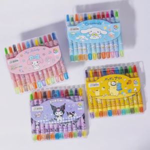 【SSRN】12 Colors Sanrio Twistable Crayon Kids Rotating Crayon Student Drawing Colored Pencils Colorful Kids Drawing Supplies #BK0230#