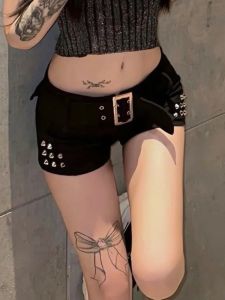 Hot Girl Dark Rivet Low Waist Elastic Versatile Super Short Jeans Shorts Women Pure Desire Bodycon Tight Butt Hot Pants
