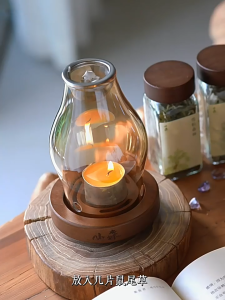 Agarwood Glass Incense Burner | Vintage Insulated Incense Burner | Natural Sandalwood/Cedar Wood Incense Burner | Home Candle Holder Ornament