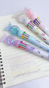 Pulpen Gliter Motif Kupu-Kupu Pena 10 Warna Aesthetic Ballpoint Karakter Lucu HHG