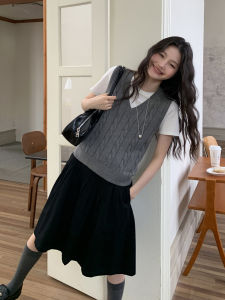 Gray Cable Knit V-Neck Stylish Summer Outerwear Vest