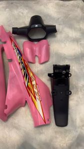 ชุดสี WAVE100 เก่า WAVE110 เก่า WAVE100Sเก่า ไฟตาคู่ (WAVE100s ตัวเก่า ) สีชมพูนมมุก    พร้อมดำด้าน ABS 16ชิ้น ยกคัน ( ดิสเบรค ) มีรับประกันสินค้า