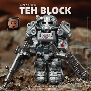 Third-Party Radiation Shelter T60 Power Heavy Gear Exoskeleton Building Blocks Little Doll Assemble Toy Peripheral 4