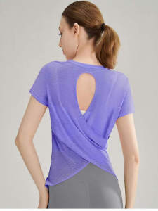 Breathable Yoga Back Cutout T Shirt For Running Quick Drying