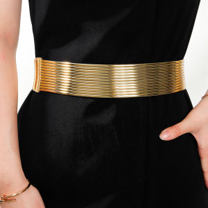 Gold Silver Elastic Wide Waist Belt Womens New 2025 Fashion Accessory Decorative Skirt High-End Sensation Belt Waist Chain