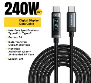 Essager | Cáp Essager 240W USB Type C Sang USB C PD 3.1 Dây Sạc Nhanh Cho MacBook Pro Xiaomi Samsung Laptop iPhone 16