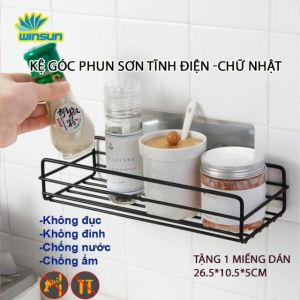 Kệ góc nhà tắm/Kệ đựng gia vị nhà bếp phun sơn tĩnh điện  dán tường trong nhà tắm nhà bếp  Tặng 2 miếng dán