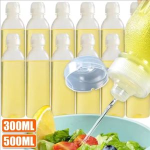 5pcs 300/500ml Clear Squeeze Oil Bottle / Kitchen Spray Oil Bottle with Cap / Plastic Condiment Squeeze Bottle / Multifunctional Condiment Containers Bottle for BBQ Salad Tomato Sauce