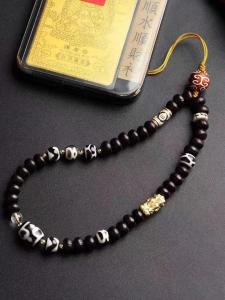 Original Design Purple Gold Bowl Padauk Agate Tianzhu Yellow Wealth Deity New Chinese Style Mobile Phone Chains Jewelry for Men And Women