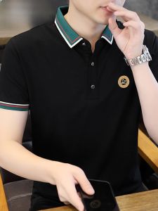 HENGYUANXIANG | เสื้อยืดคอโปโลแขนสั้นสไตล์ลำลองสำหรับผู้ชาย ทรงหลวม ปกติ ไม่ต้องรีด ผ้าฝ้าย ผสมโพลีเอสเตอร์ แฟชั่นฤดูร้อน 2025