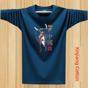 Pure Cotton Long Sleeve T-Shirt Mens Loose Casual Base Shirt Autumn Wear Comfortable Breathable Print Design Youth Fashion