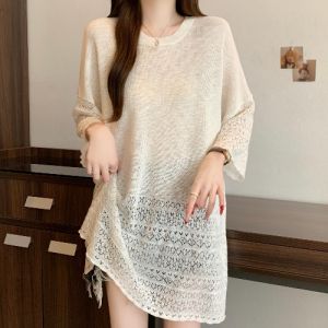 Áo Thun Tơ Icy Tay Ba Phân Dải Ren Mỏng