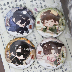 WAIGUOCHUPIN | Seasonal Q-version Metal Badge Set