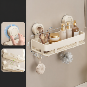 MOSHANG | Suction Cup No-Drill Towel Rack Bathroom Wall Organizer