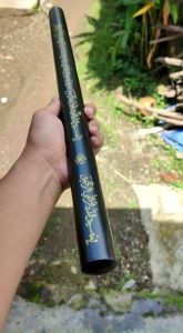 Tongkat Toya Kayu Kelor Hitam Asli Ukir Kaligrafi Panjang 50 cm