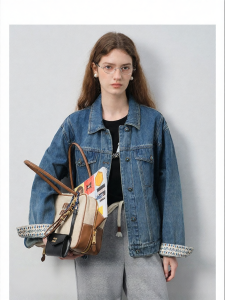 VEGA CHANG | Áo Khoác Denim Nữ Vintage Cắt Ngắn Thu Đông