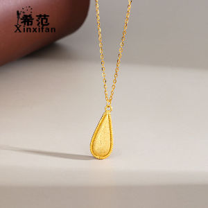 S925 Sterling Silver Gold Plated Tear Drop Necklace Women Simple New Chinese Retro Clavicle Chain High End Feelings Blogger