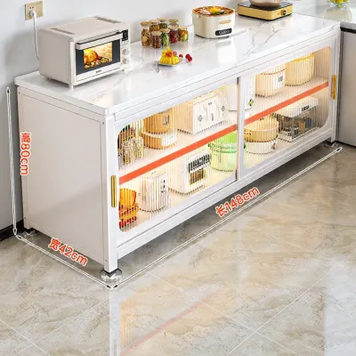 DIBIOU | Steel Multi-level Sliding Door Cabinet Multipurpose Storage for Microwave Oven