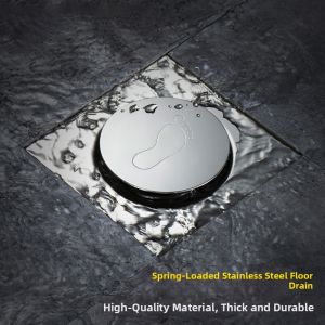 Heavy-Duty High-Flow Pop-Up Foot-Operated Square Drain